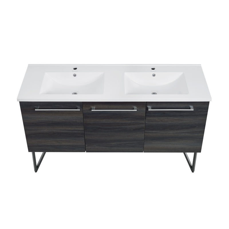 Annecy 60" Freestanding Bathroom Vanity in Black Walnut with Sink Top