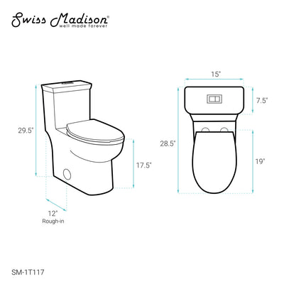 Classe One-Piece 12" Rough-in 1.1/1.6 GPF Dual Top Flush Elongated Toilet in Glossy White