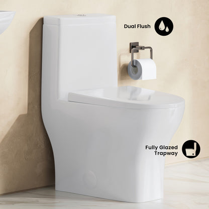Sublime II One-Piece 10" Rough-in 1.1/1.6 GPF Dual Top Flush Round Compact Toilet in Glossy White