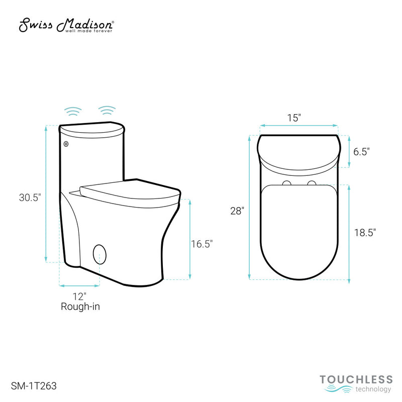 Monaco One-Piece Elongated Toilet Dual-Flush 1.1/1.6 gpf, Touchless