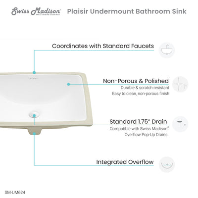 Plaisir 18.5 Rectangular Under-Mount Bathroom Sink