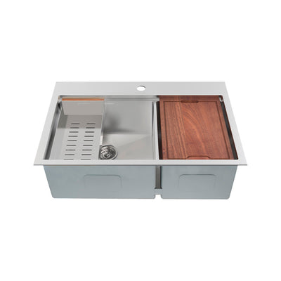 Ravi Dual Basin 33 x 22 Topmount Kitchen Workstation Sink