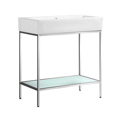Pierre 32" Open Shelf Black Frame Freestanding Bathroom Vanity with Sink Top