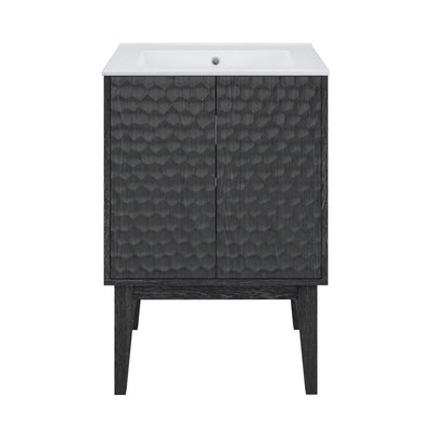 Bosse 24" Freestanding Bathroom Vanity in Black Oak with 3-Hole Centerset Sink Top