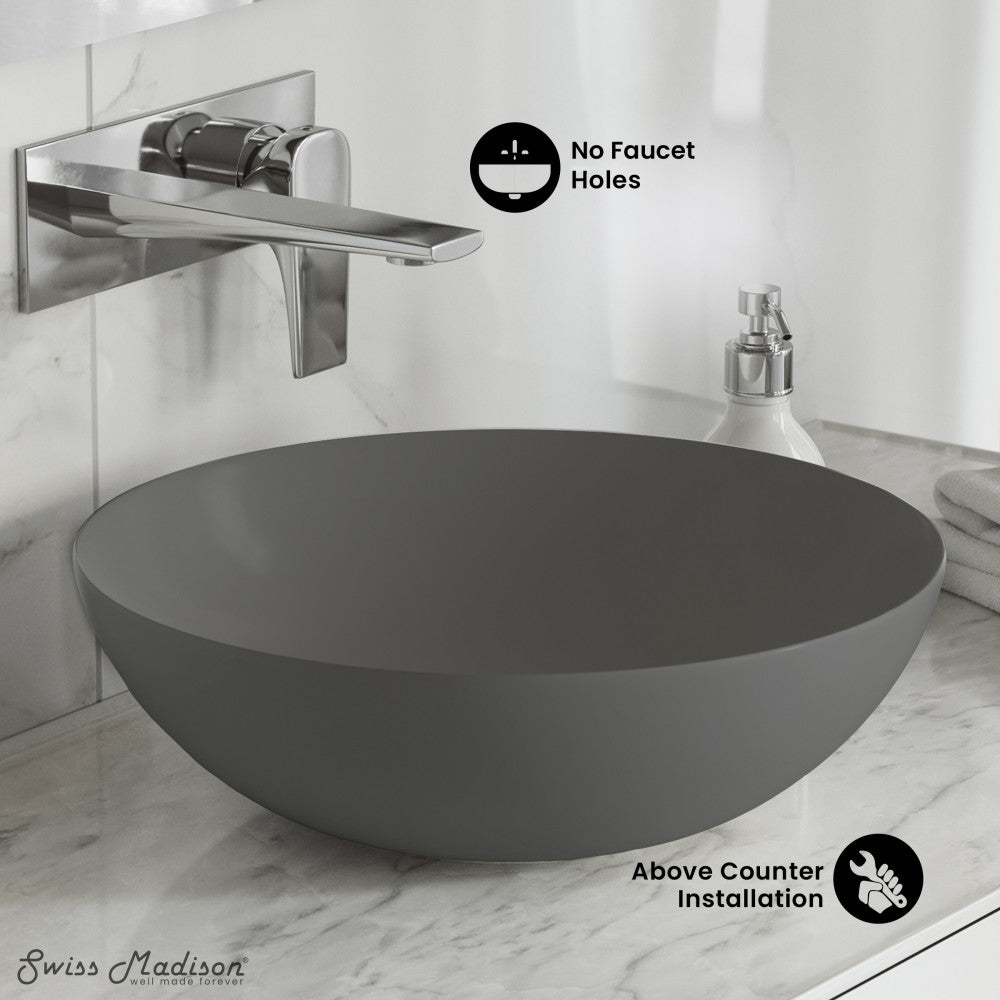 Classe 16 Color Ceramic Sink in Matte Gray