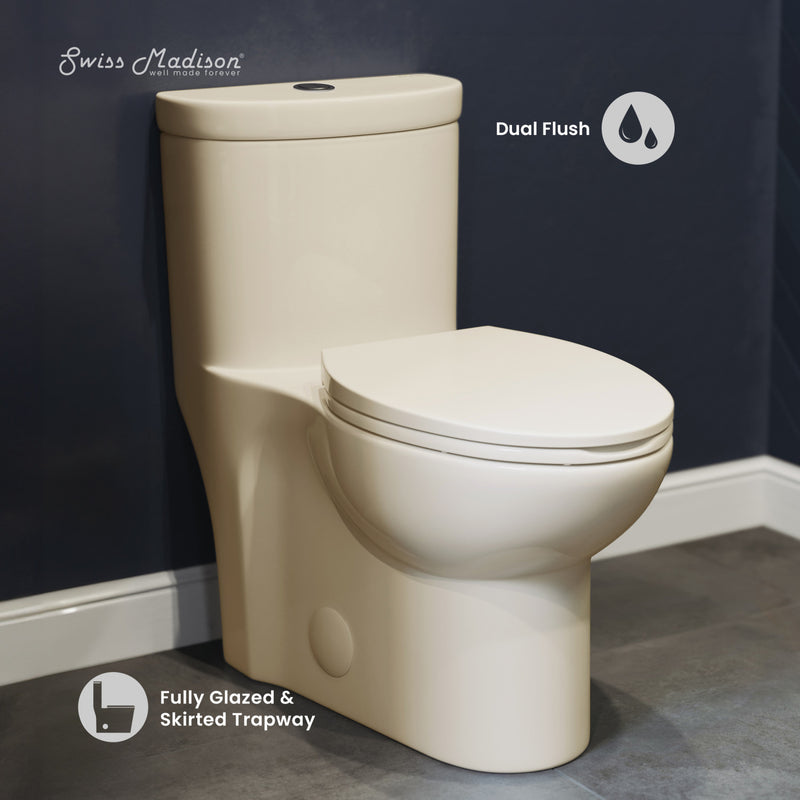 Sublime One-Piece Elongated Dual-Flush Toilet in Bisque 1.1/1.6 gpf