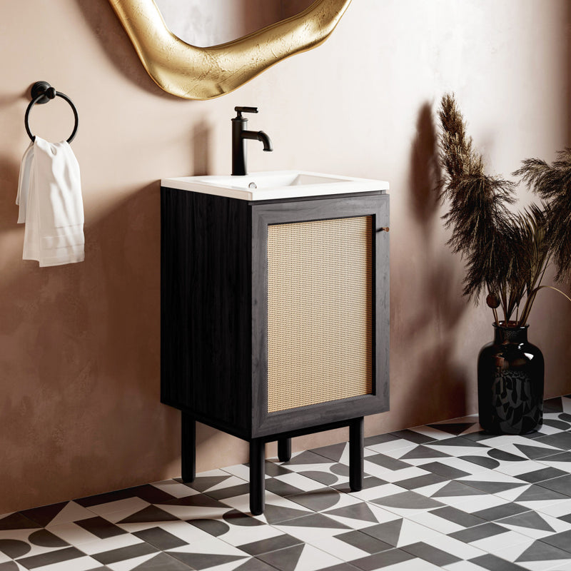 Classe 18" Freestanding Bathroom Vanity in Black Oak with Sink Top