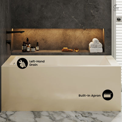 Voltaire 60 x 32 Left Drain Soaking Alcove Corner Apron Bathtub in Glossy Bisque