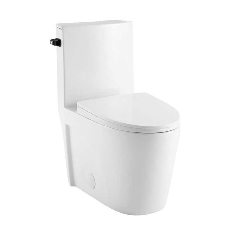 St. Tropez One Piece Elongated Toilet Side Flush 1.28 gpf with Black Hardware