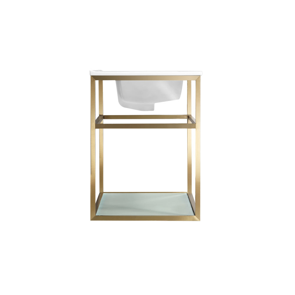 Pierre 36" Open Shelf Gold Frame Wall-Mounted Bathroom Vanity with Sink Top
