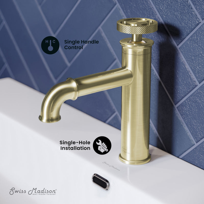 Avallon Single Hole, Single-Handle Wheel, Bathroom Faucet in Brushed Gold