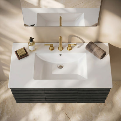 36" Ceramic Vanity Top with Three Faucet Holes