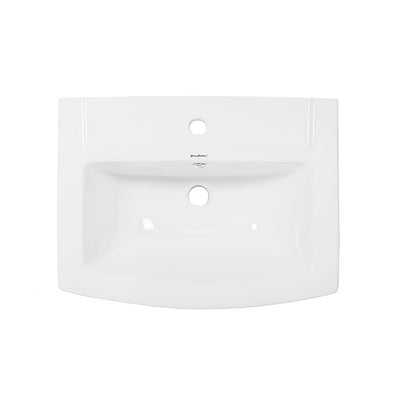 Sublime Two-Piece Glossy White Ceramic Rectangular Pedestal Sink