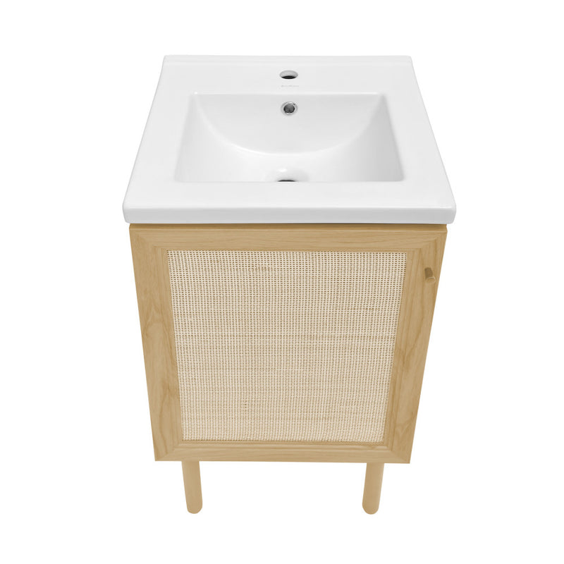 Classe 18" Freestanding Bathroom Vanity in Natural Oak with Sink Top