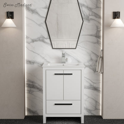 Virage 24" Freestanding Bathroom Vanity in White with Sink Top