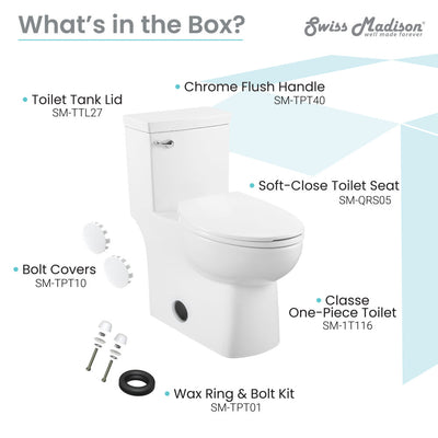 Classe One-Piece Toilet with Front Flush Handle 1.28 gpf