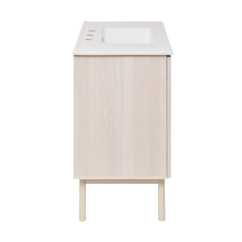 Classe 36 in. White Oak Bathroom Vanity With White, 3-Hole Ceramic Sink Top