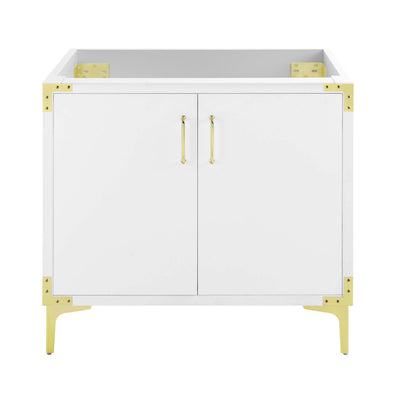 Voltaire 36" Single, Bathroom Vanity in White with Gold Hardware - Cabinet Only