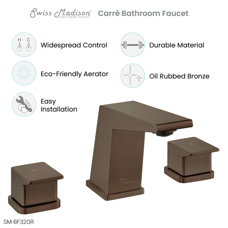 Carre 8 in. Widespread, 2-Handle, Bathroom Faucet in Oil Rubbed Bronze