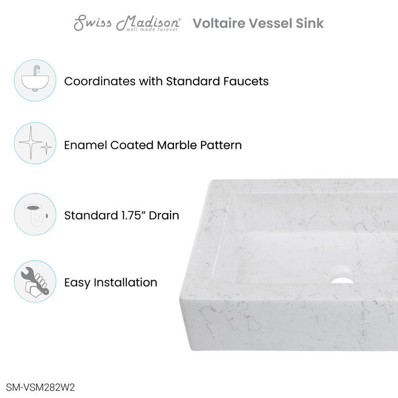 Voltaire 22" Ceramic Vessel Bathroom Sink in Static White