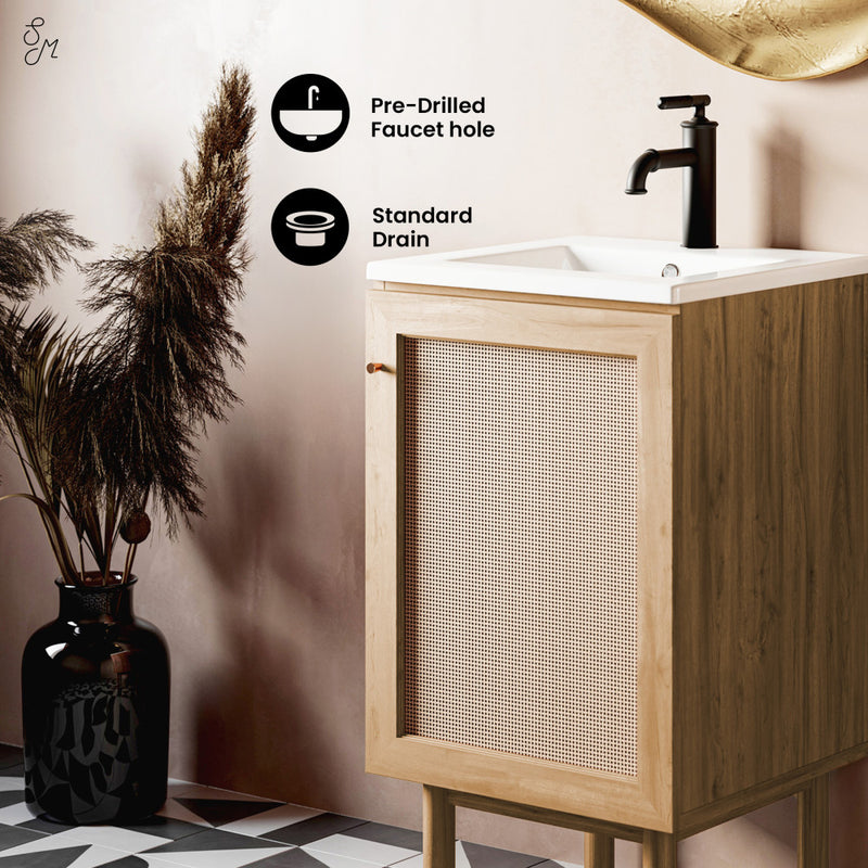 Classe 18" Freestanding Bathroom Vanity in Golden Oak with Sink Top