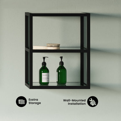 Pierre 16"x20"x10" Wall-Mounted Linen Cabinet in Matte Black