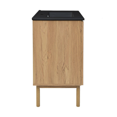 Classe 30" Freestanding Bathroom Vanity in Golden Oak with Black Sink Top