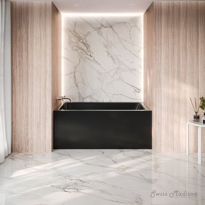 Voltaire 54 x 30 Skirted Left Drain Soaking Apron Bathtub in Glossy Black