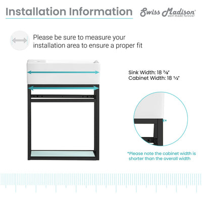 Pierre 19.5 Single, Metal Frame, Open Shelf, Bathroom Vanity