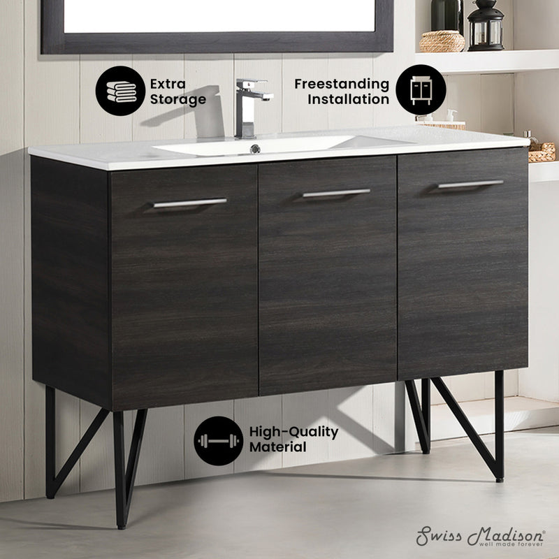 Annecy 48" Freestanding Bathroom Vanity in Black Walnut with Sink Top