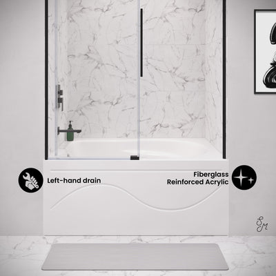 Ivy 48'' x 32" Bathtub with Apron Left Hand Drain in White