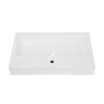 Voltaire Wide Rectangle Vessel Sink in Static Marble