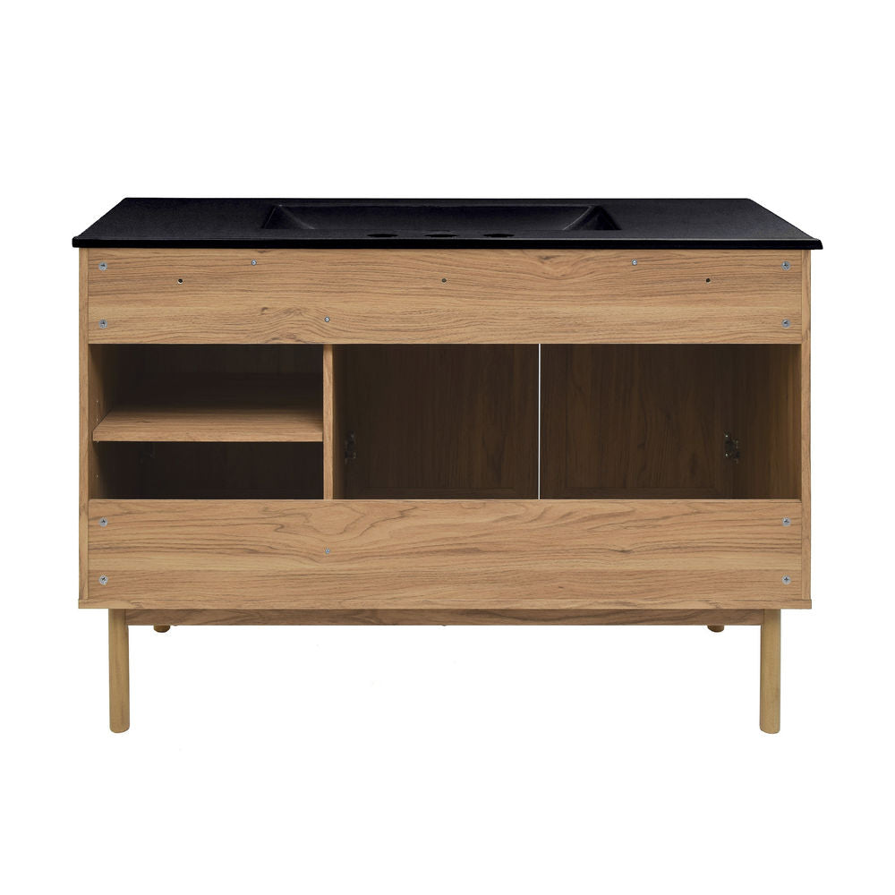 Classe 48" Freestanding Bathroom Vanity in Golden Oak with Black 3-Hole Widespread Sink Top