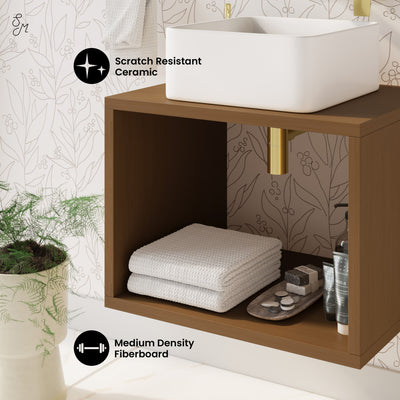 Concorde 24'' Wall-Hung Vanity In Brown Oak
