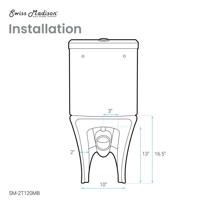 Calice Two-Piece Elongated Rear Outlet Toilet Dual-Flush 0.8/1.28 gpf in Matte Black