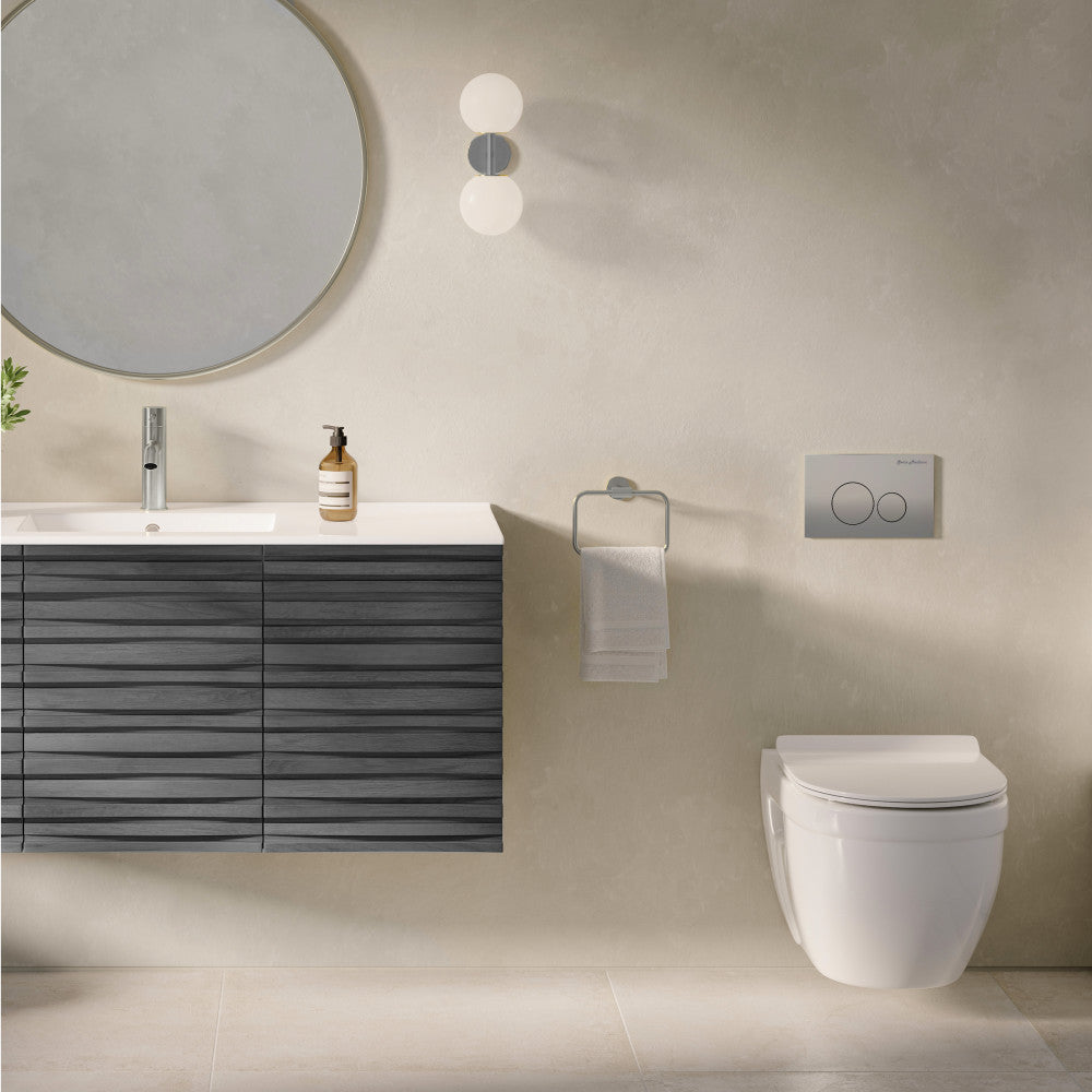 Ivy Wall-Hung Toilet Bundle 0.8/1.6 GPF Dual Flush in Glossy White with Flush Plate