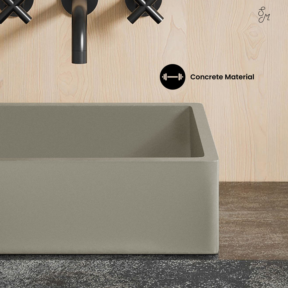 Lisse 15.5" Concrete Square Vessel Sink in Matte Taupe
