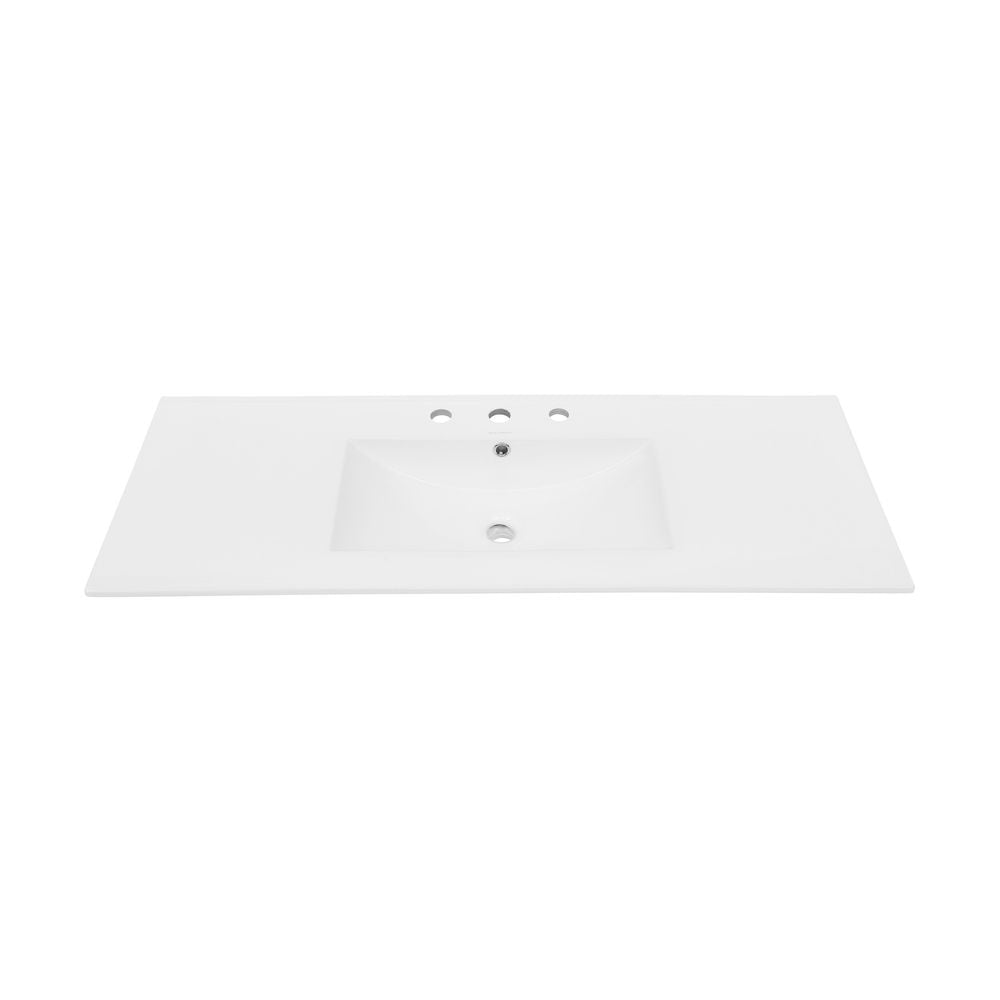 48" 3-Hole Widespread Vanity Sink Top in Glossy White