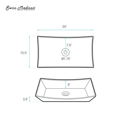 Annecy 23.5” Rectangle Vessel Bathroom Sink