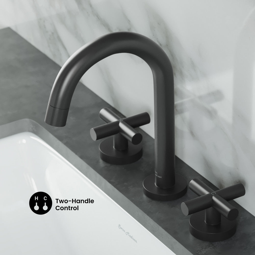 Ivy Courte 8 in. Widespread, Cross Handle, Bathroom Faucet in Matte Black