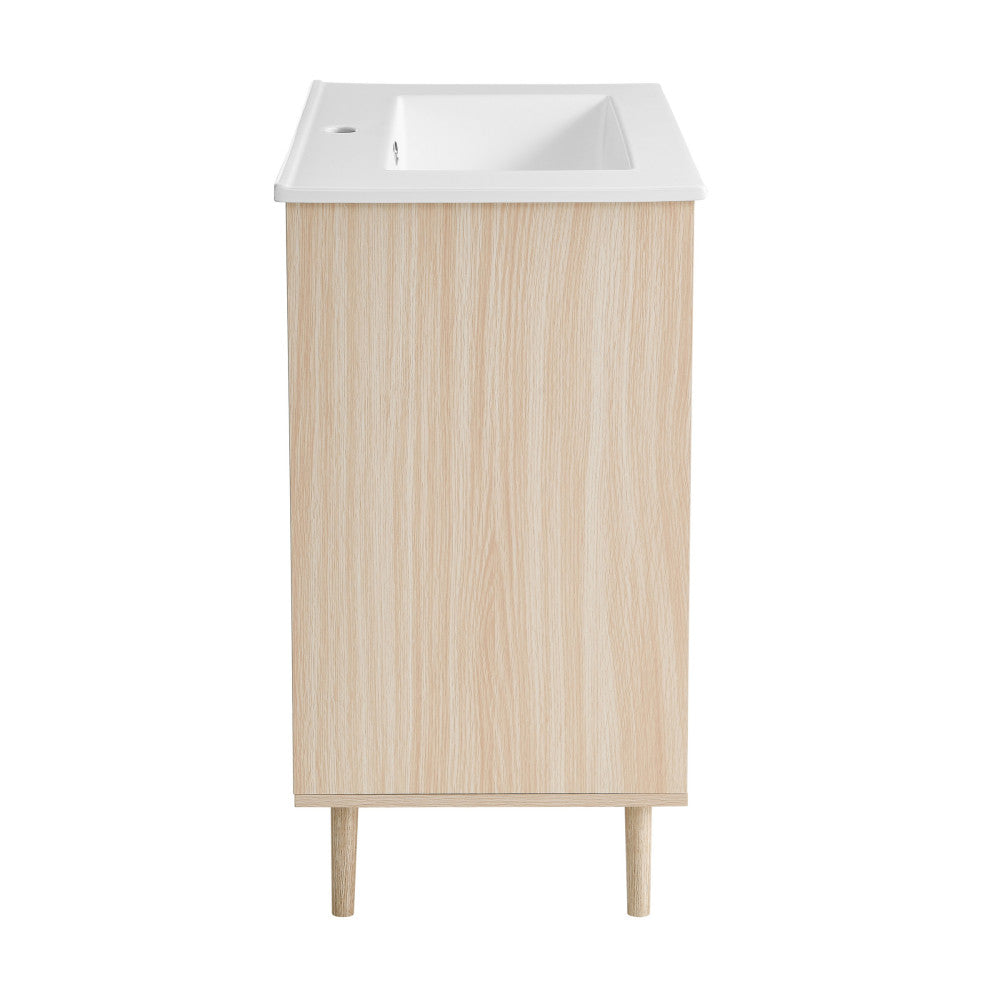Brusque 24" Freestanding Bathroom Vanity in Natural Oak with Sink Top