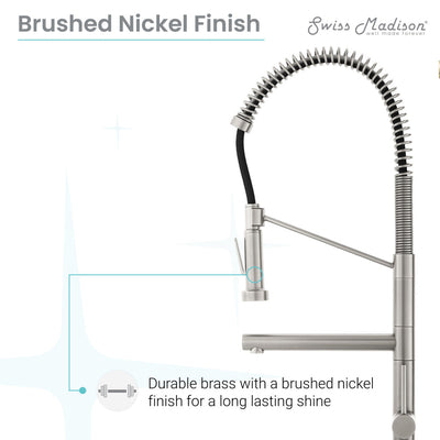 Nouvet Single Handle, Pull-Down Kitchen Faucet with Pot Filler in Brushed Nickel