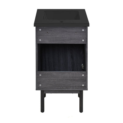 Classe 18 in. Black Oak Bathroom Vanity With Black Ceramic Sink Top