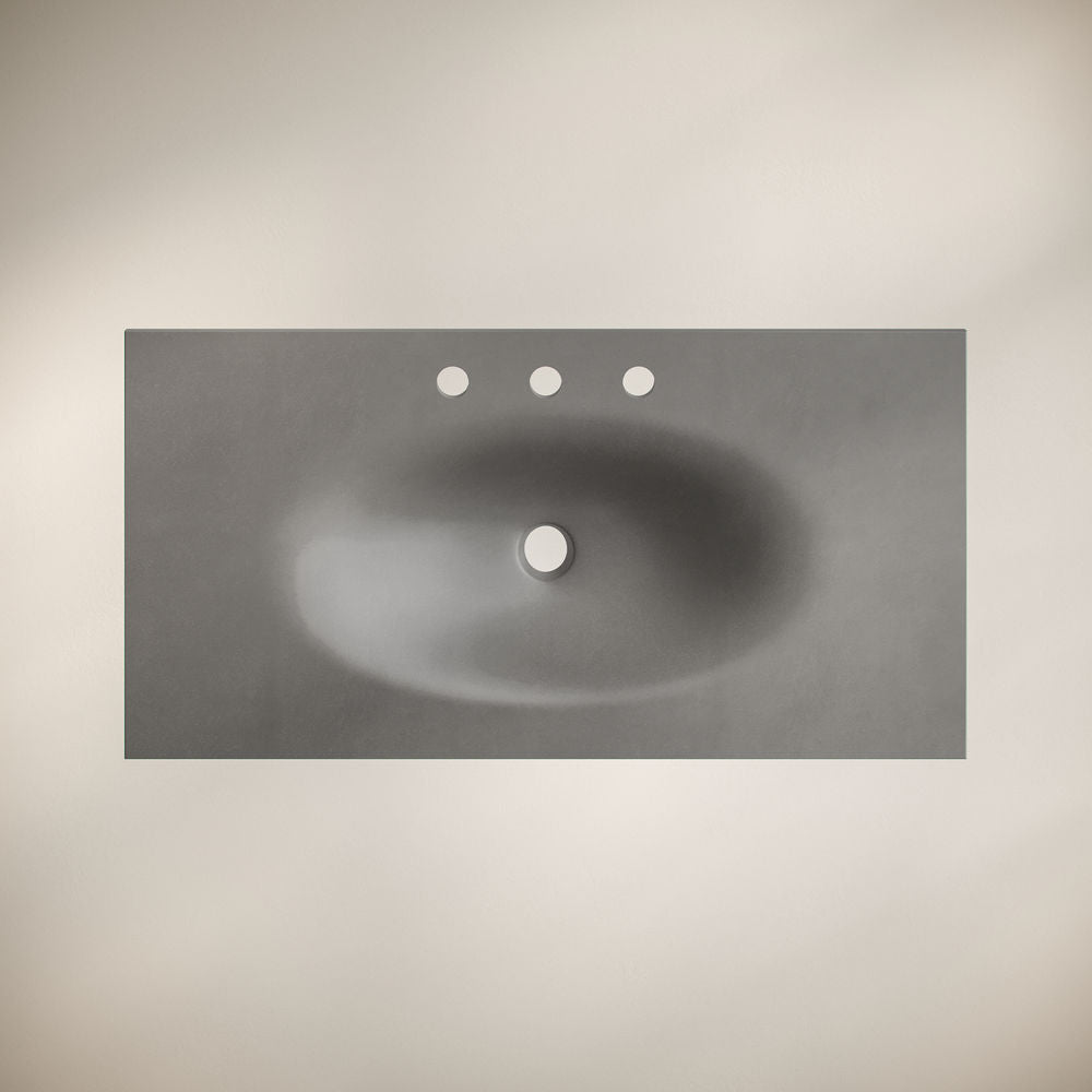 36" 3-Hole Widespread Concrete Vanity Sink Top in Matte Dark Gray