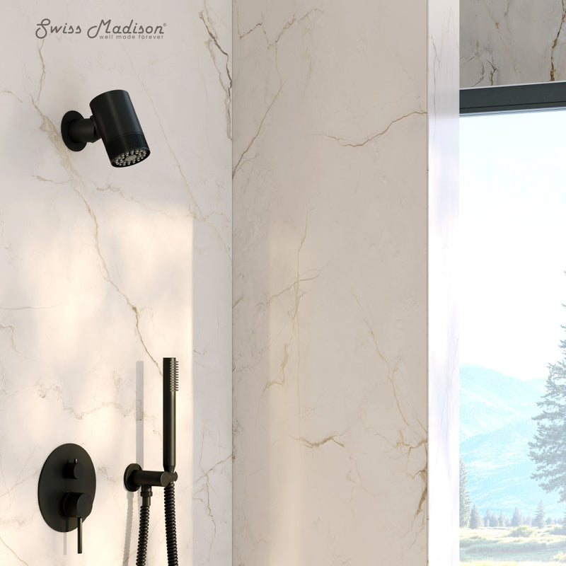 Lumiere 2-Spray Patterns 2.5 GPM Wall Mount Fixed Shower Head in Matte Black