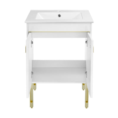 Lumiere 24" Freestanding, Bathroom Vanity in Glossy White and Gold