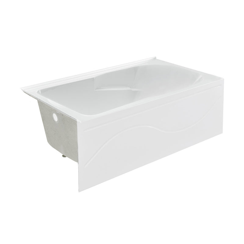 Ivy 54 x 30 Left Drain Soaking Alcove Corner Apron Bathtub in Glossy White with Integrated Overflow, Drain Included