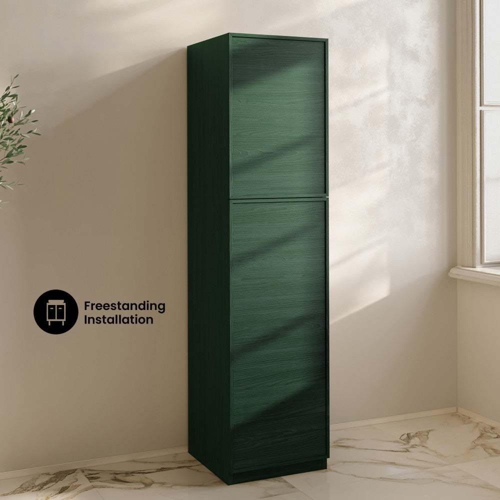 St. Tropez 15 x 15 x 60 Freestanding Linen Cabinet in Green Oak