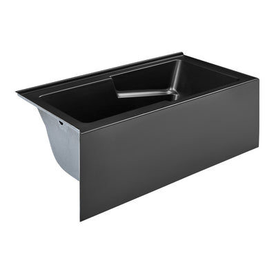 Claire 60 x 32 Left Drain Soaking Alcove Corner Apron Bathtub in Glossy Black