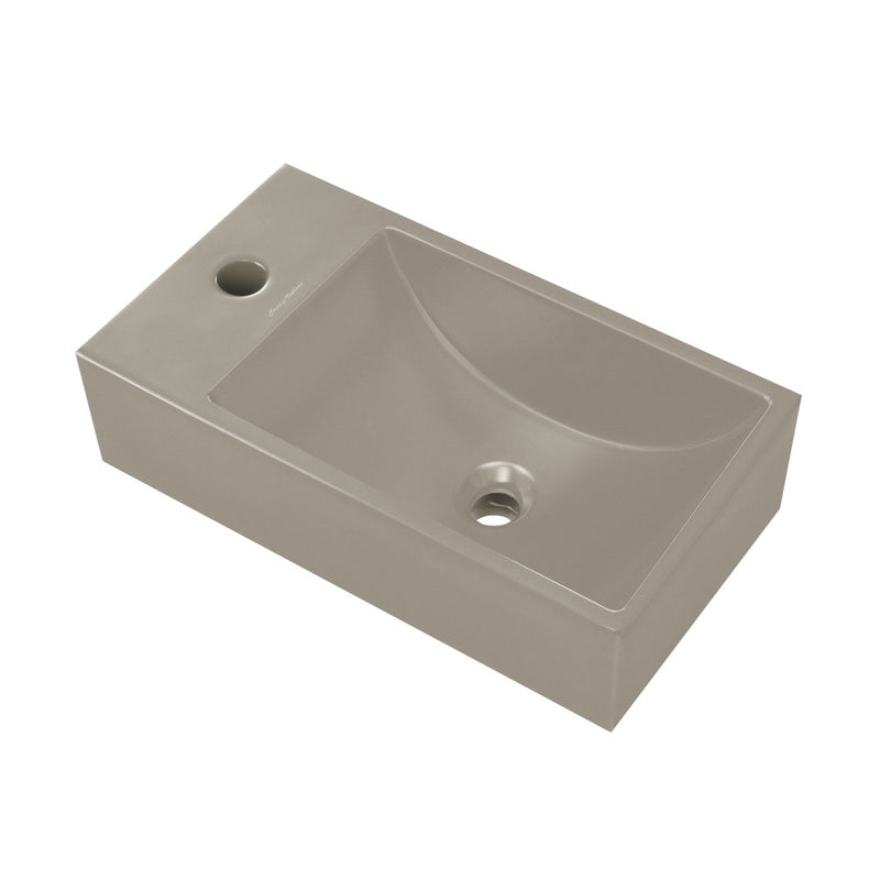 Lisse 16" Concrete Rectangle Wall-Mounted Sink with Left Side Faucet Mount in Matte Taupe